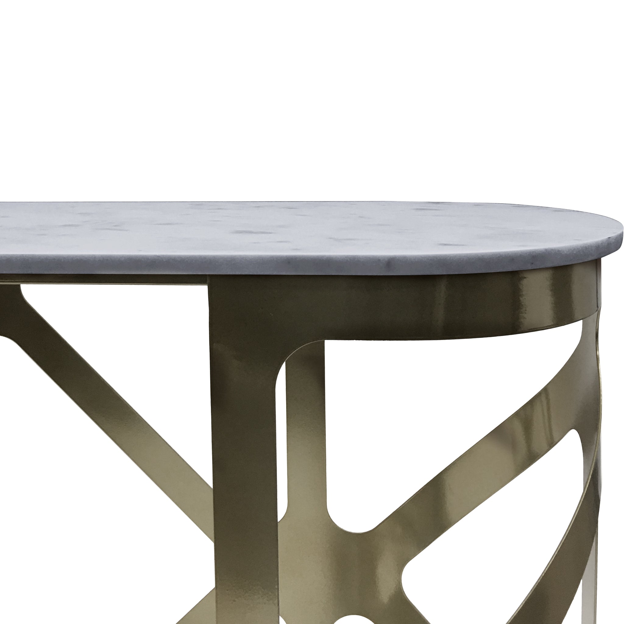 Metropole Console Table Metallic Black Nickel Finish with Grey Marble Top