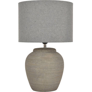 Maslowe Etched Grey Large Ceramic Lamp with Shade - E27 60W