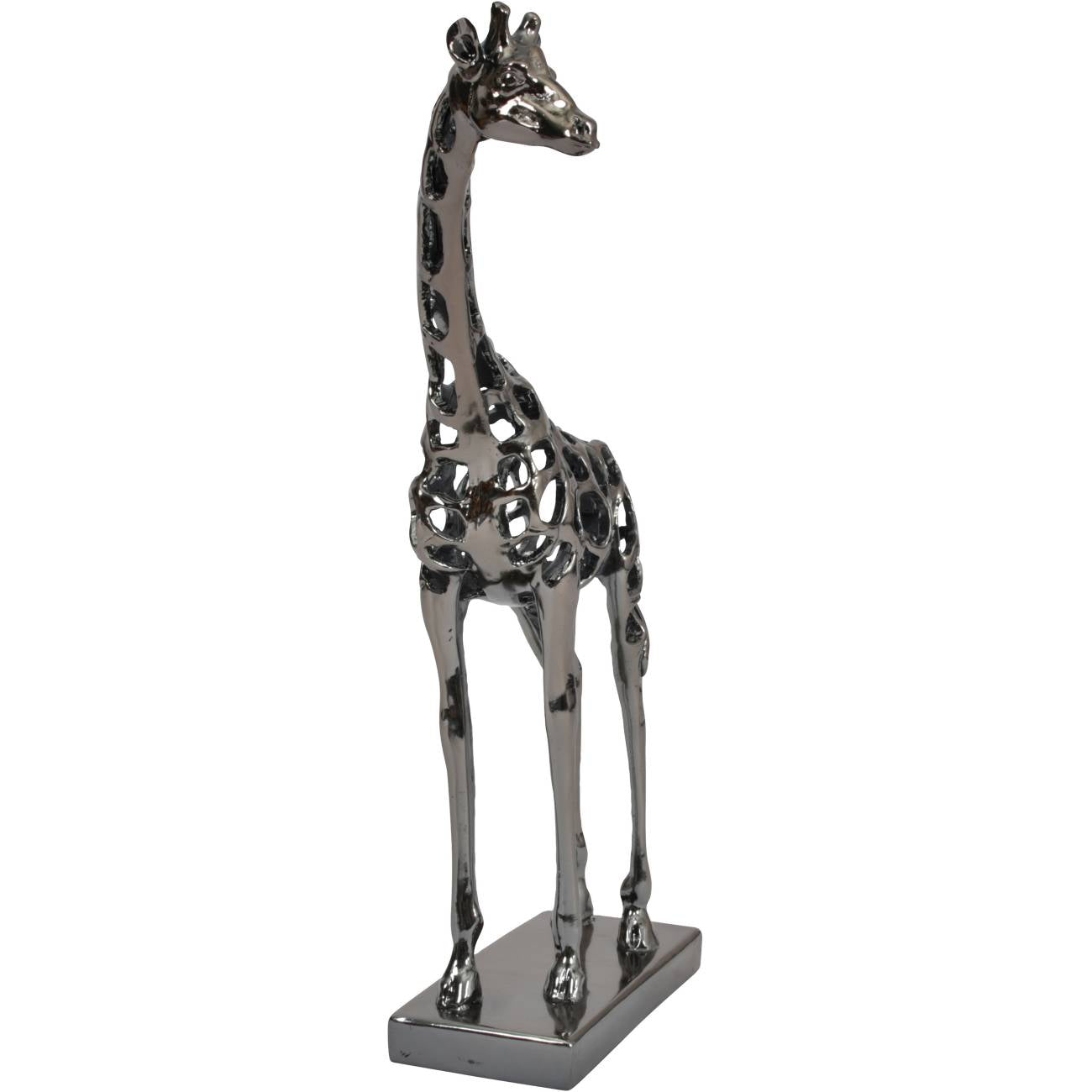 Pountney Black Nickel Hollow Giraffe 50cm Sculpture