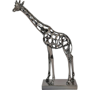 Pountney Black Nickel Hollow Giraffe 50cm Sculpture