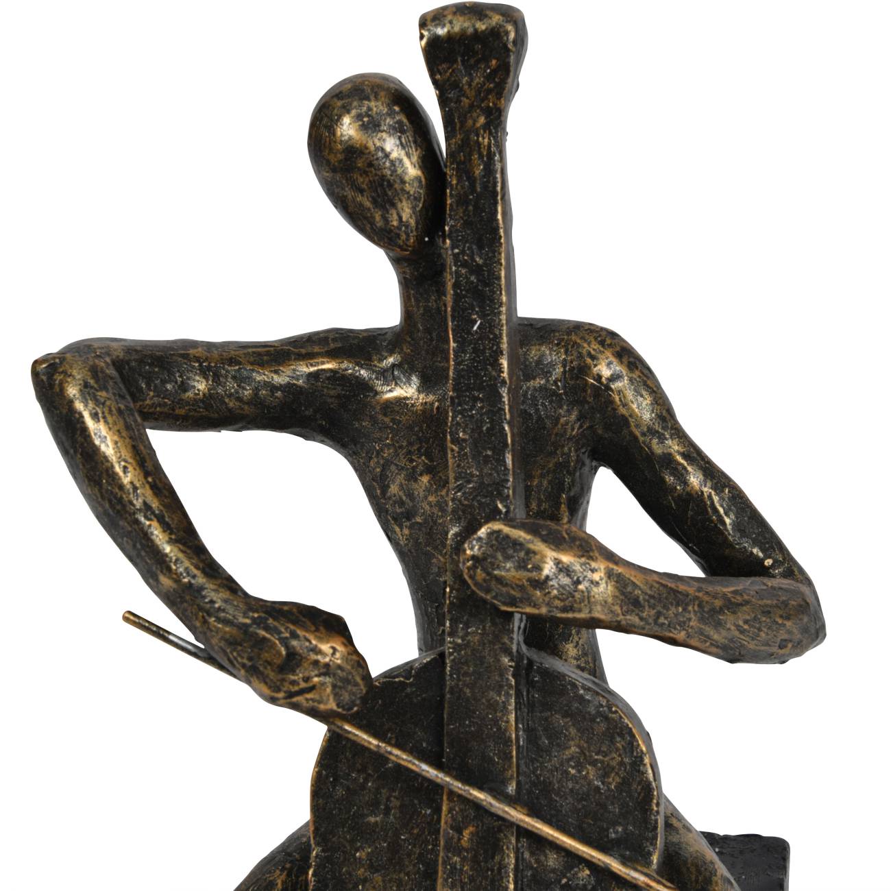 Antiqued Bronze Cellist on Block Sculpture