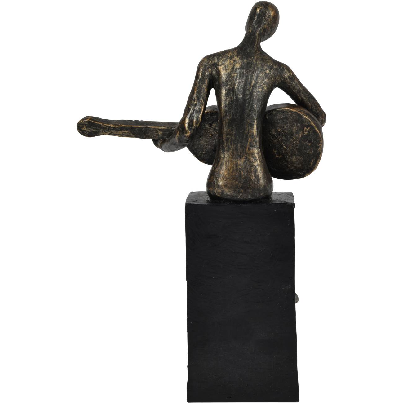 Antiqued Bronze Edward Guitarist on Block Sculpture
