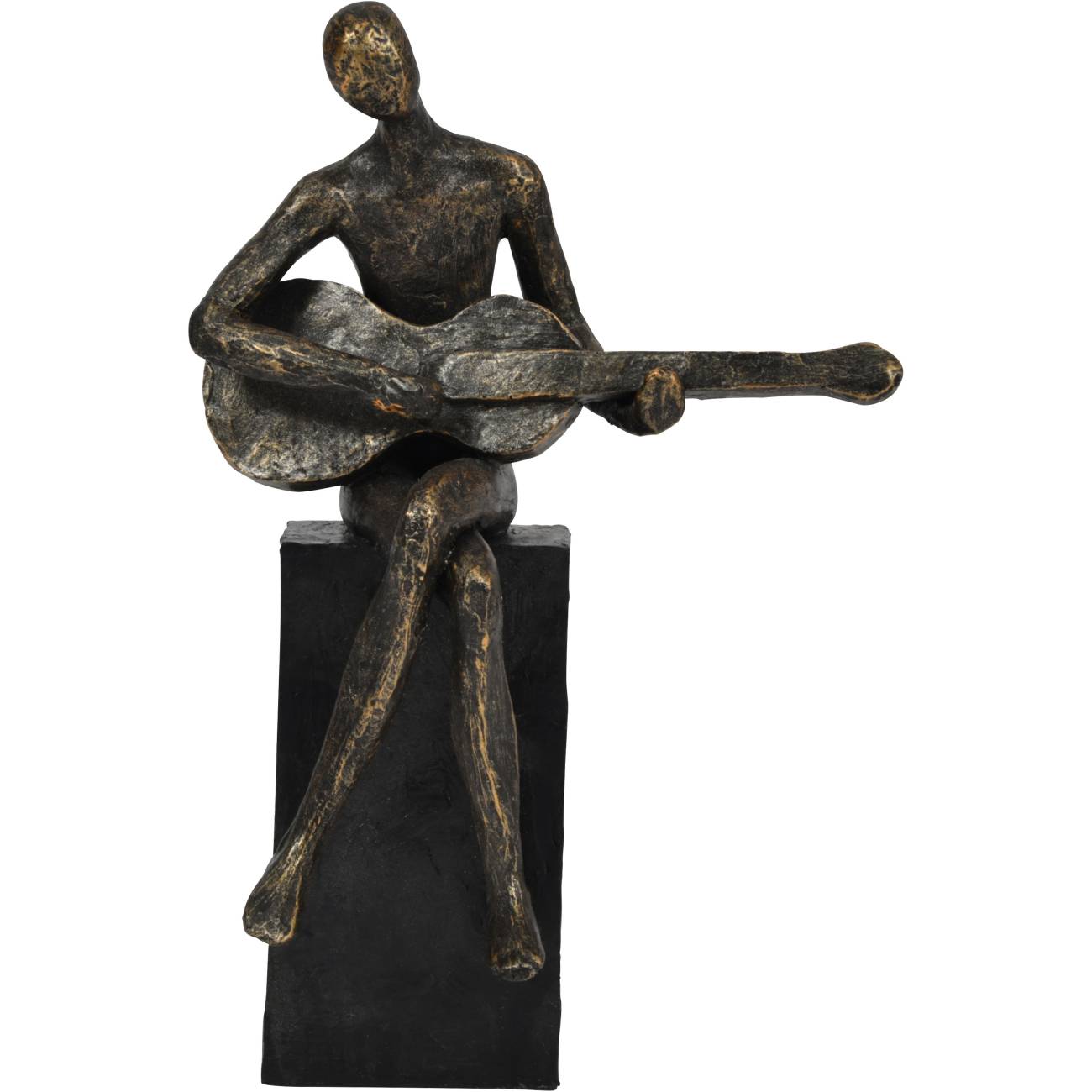 Antiqued Bronze Edward Guitarist on Block Sculpture