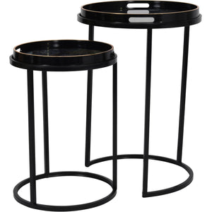 Etna Black and Gold Set of 2 Side Tray Tables