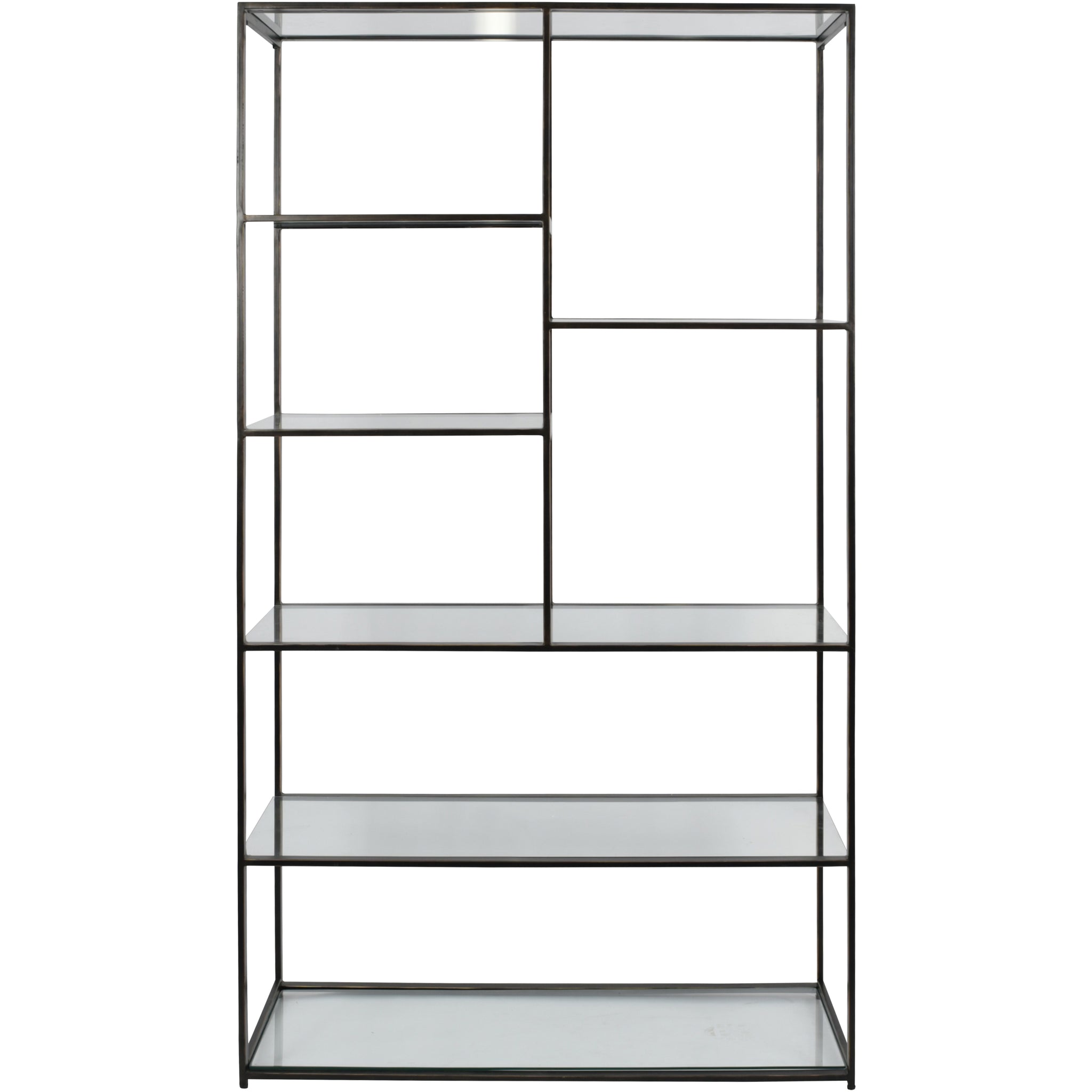 Marvaux Gilded Bronze Metal and Glass Tall Shelving Unit
