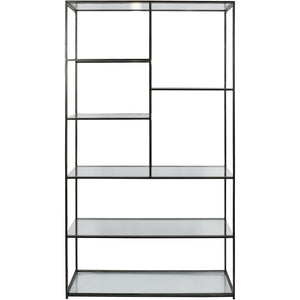Marvaux Gilded Bronze Metal and Glass Tall Shelving Unit