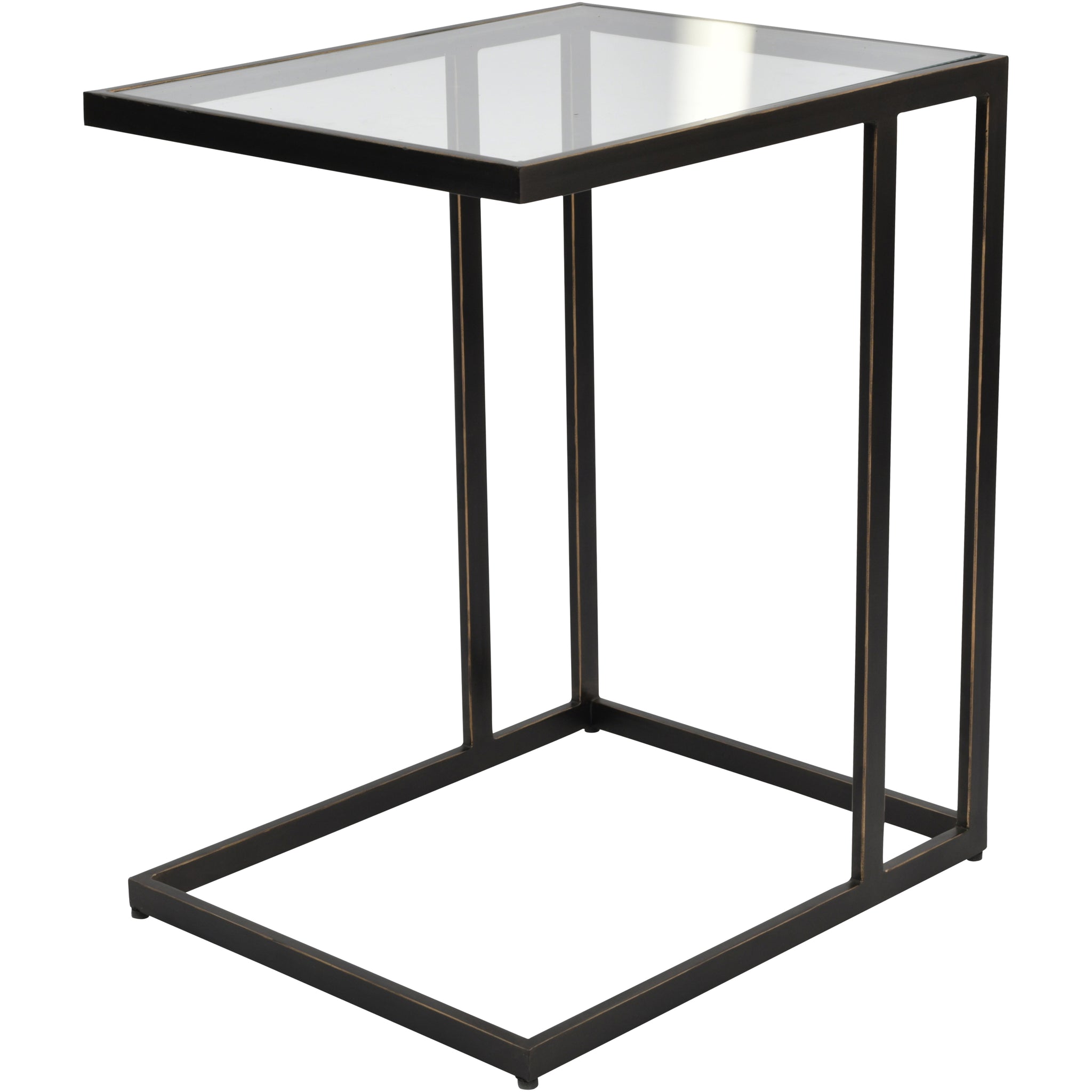 Marvaux Gilded Bronze Metal and Glass Side Table