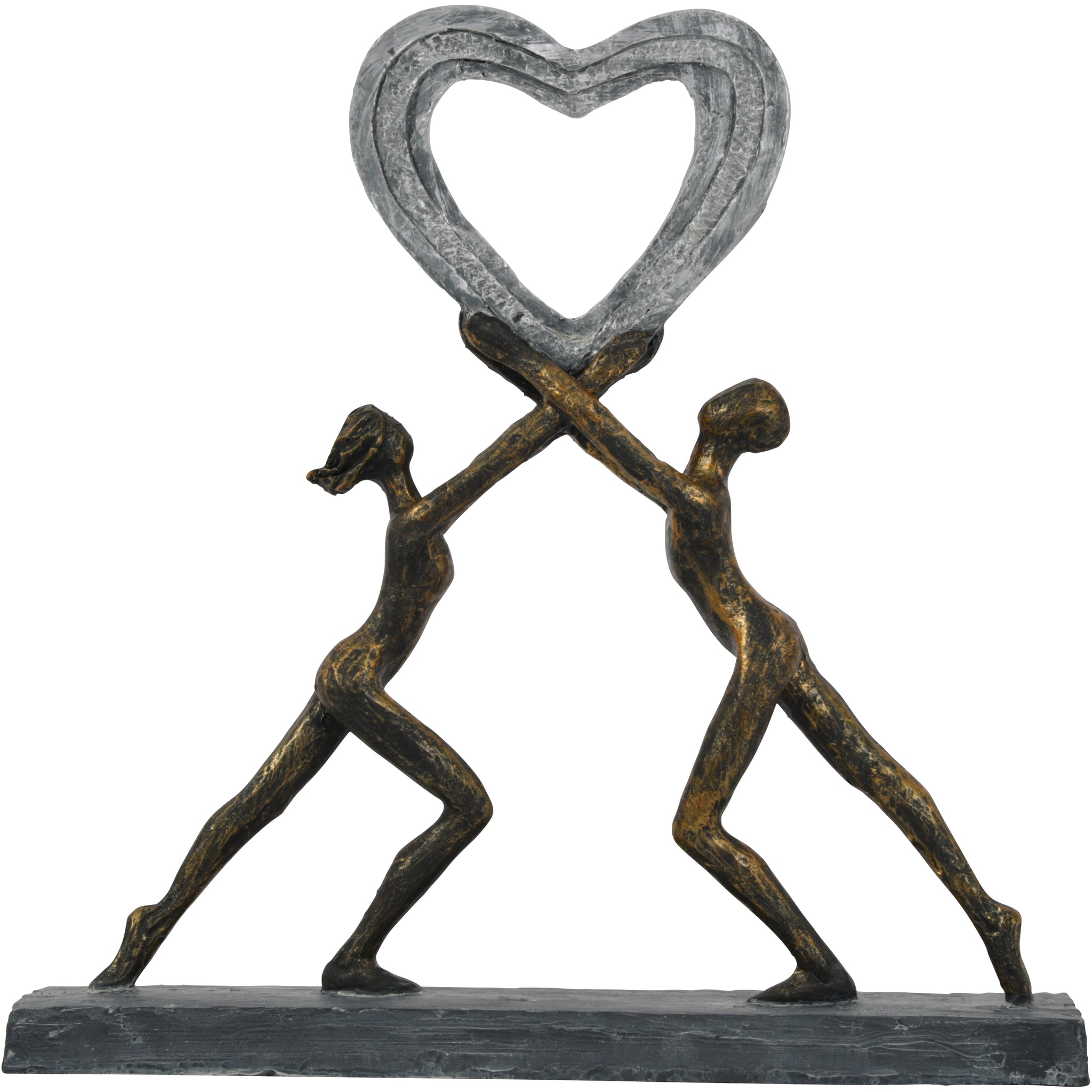 Loving Couple with Heart Resin Sculpture