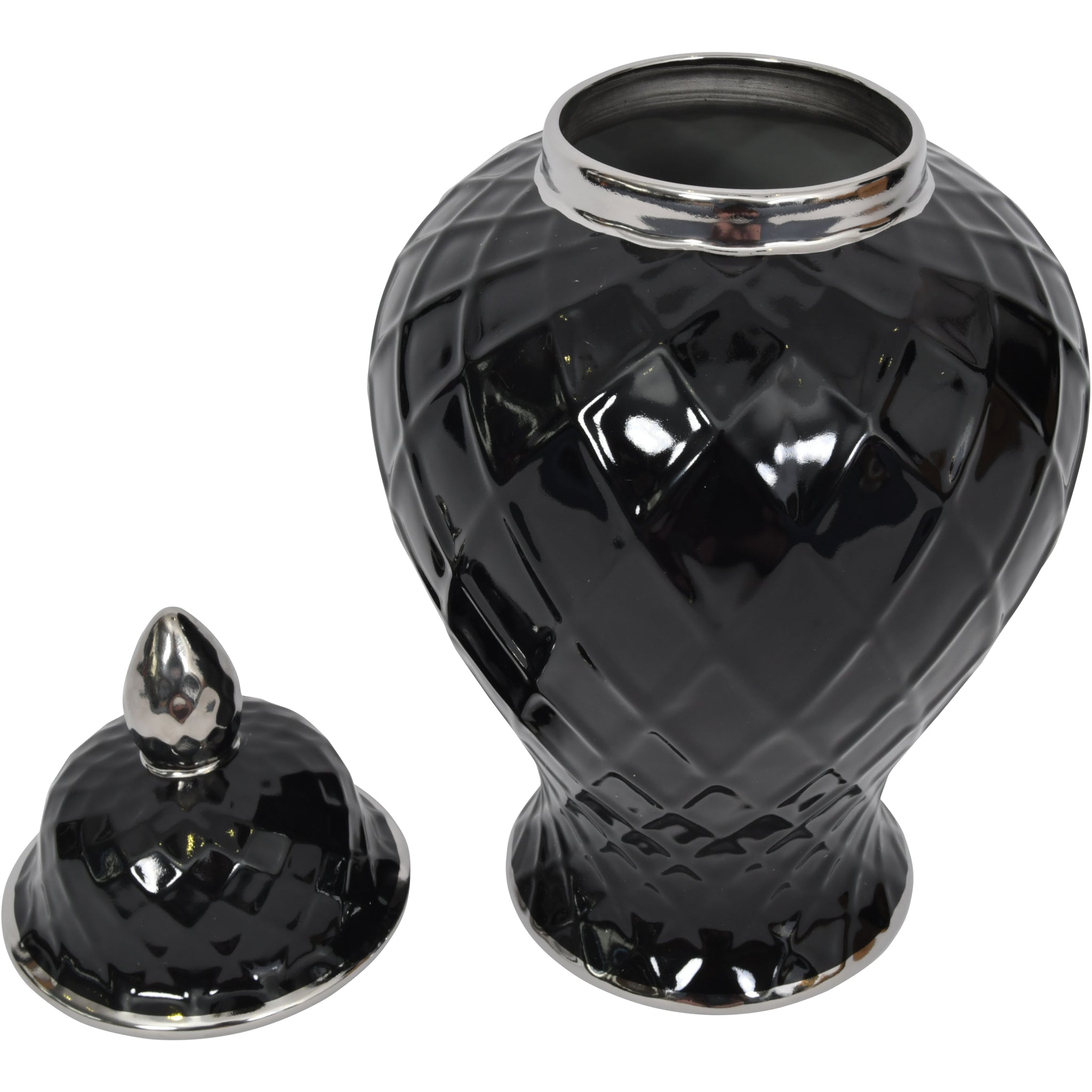 Savoy Black and Silver Ceramic Ginger Jar