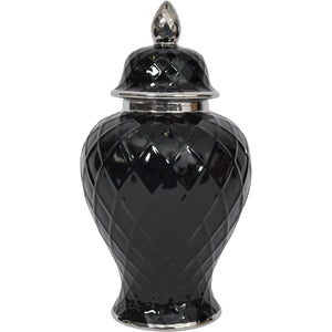 Savoy Black and Silver Ceramic Ginger Jar