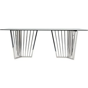 Alberta Stainless Steel Frame and Clear Glass Dining Table 200cm