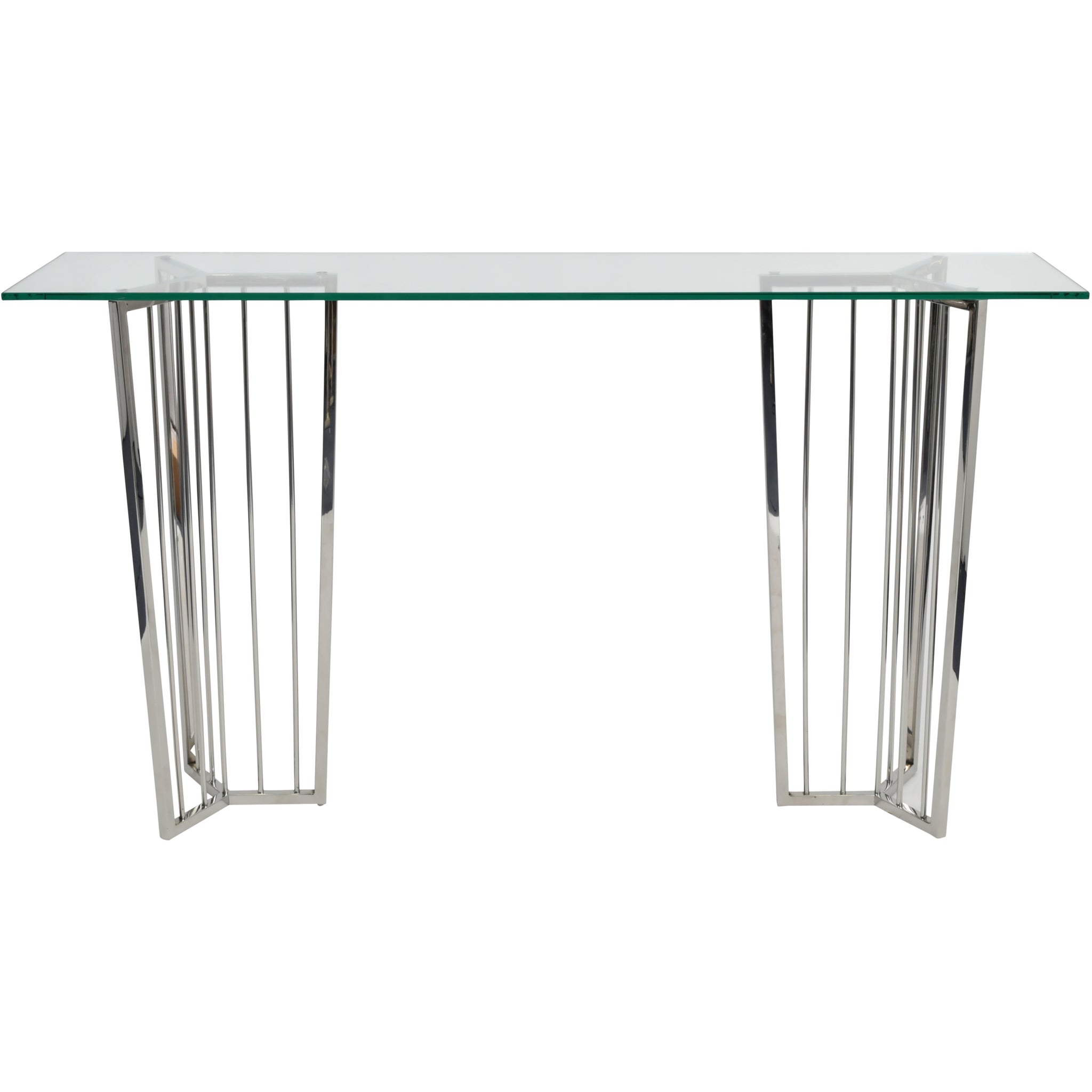 Alberta Stainless Steel Frame and Clear Glass Console Table