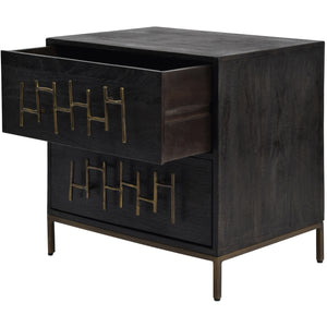 Valeo Espresso Stained Wooden 2 Drawer Bedside Table