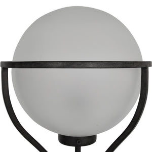 Venus Globe Floor Lamp Oak Wood Frosted Glass - E27 60W