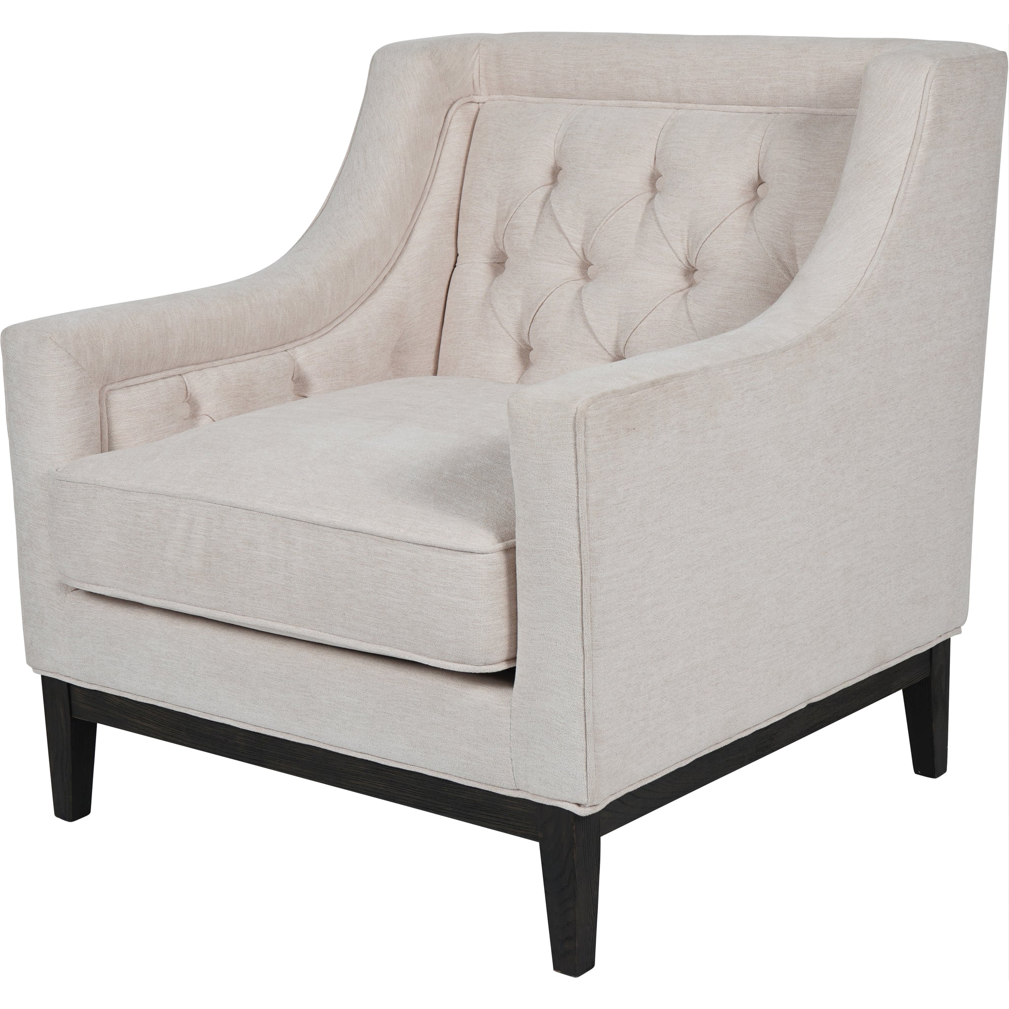 Theo Buttoned Armchair in Ivory Fabric
