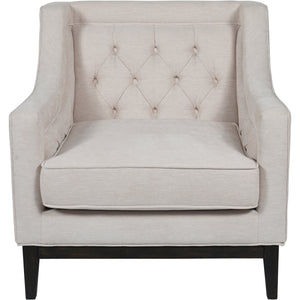 Theo Buttoned Armchair in Ivory Fabric
