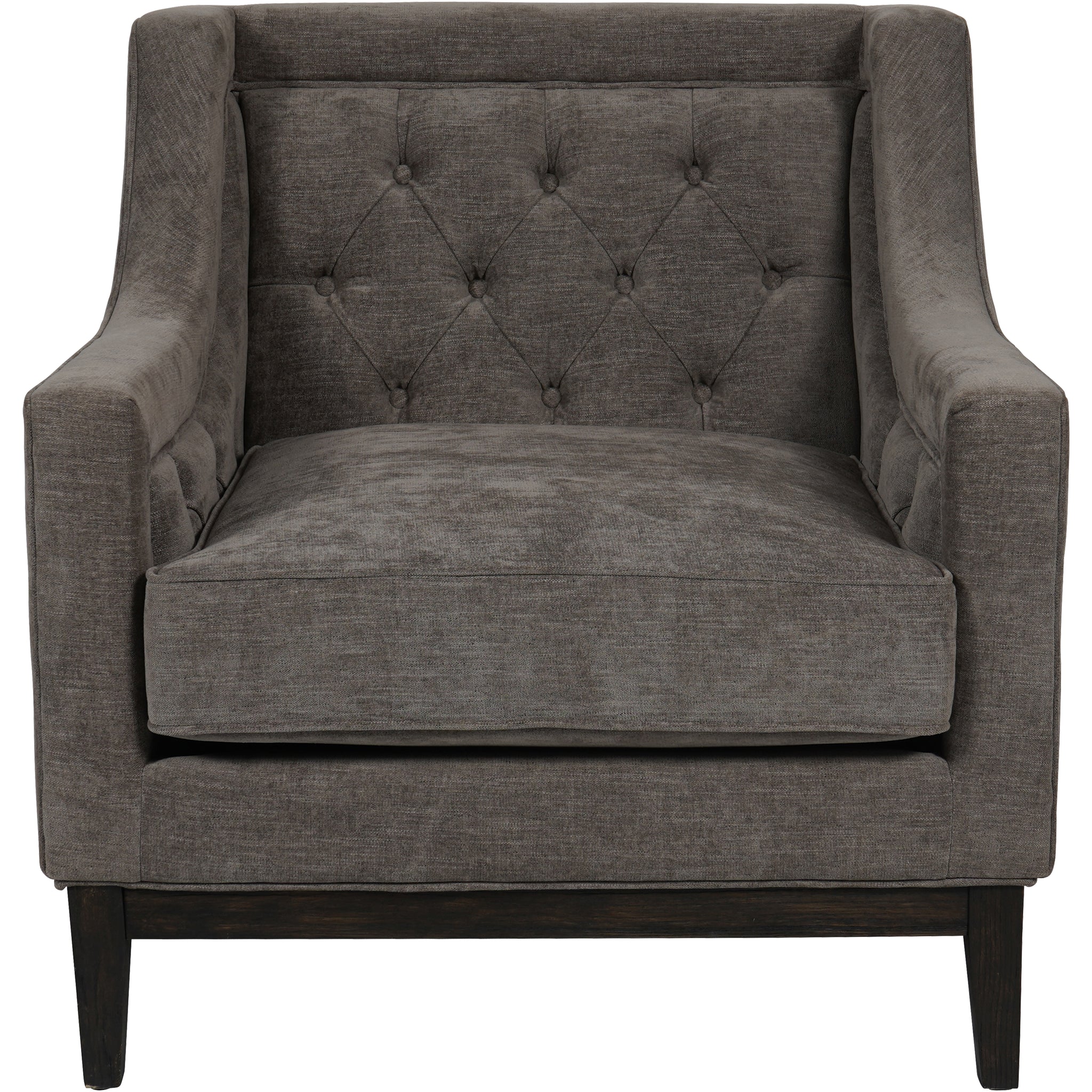 Theo Buttoned Armchair in Warm Grey Fabric