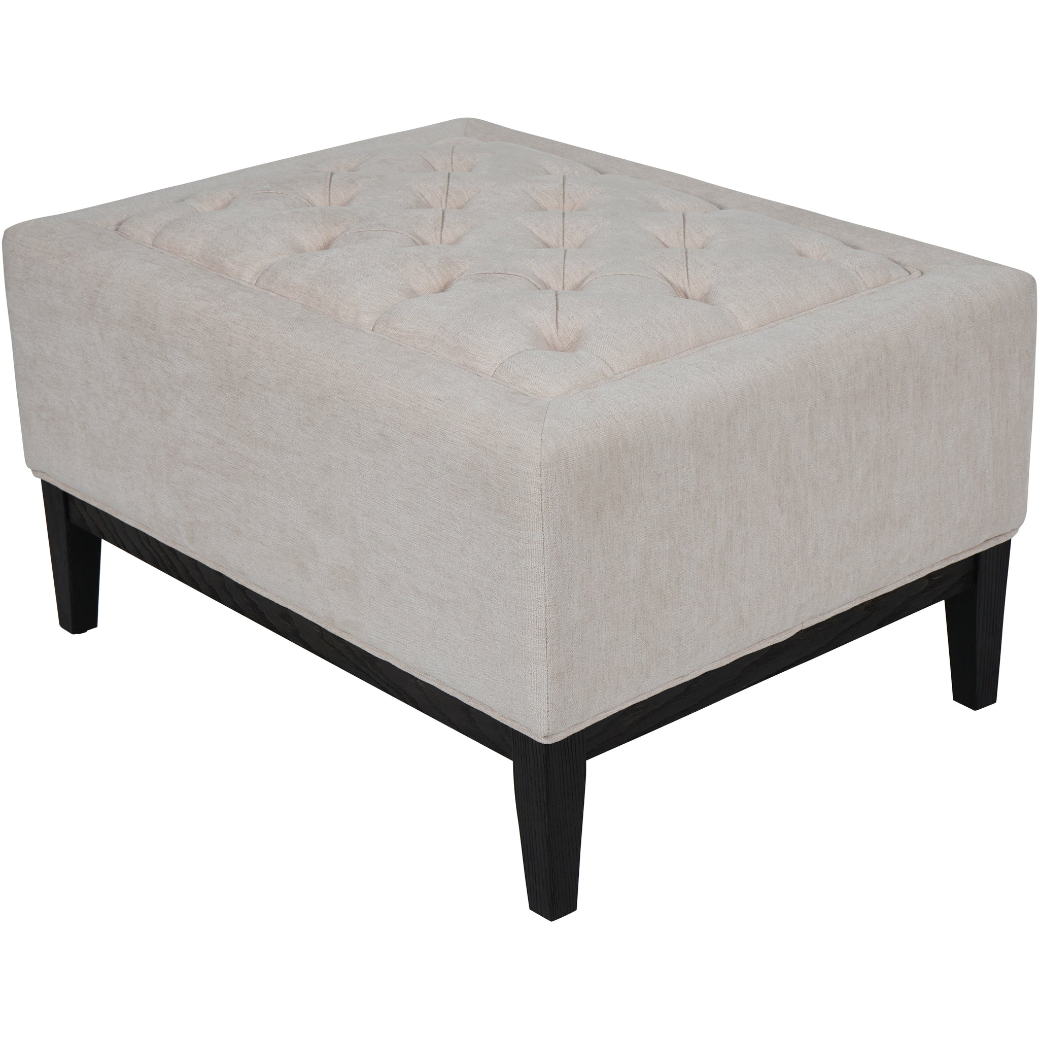 Theo Buttoned Stool in Ivory Fabric 81x61cm