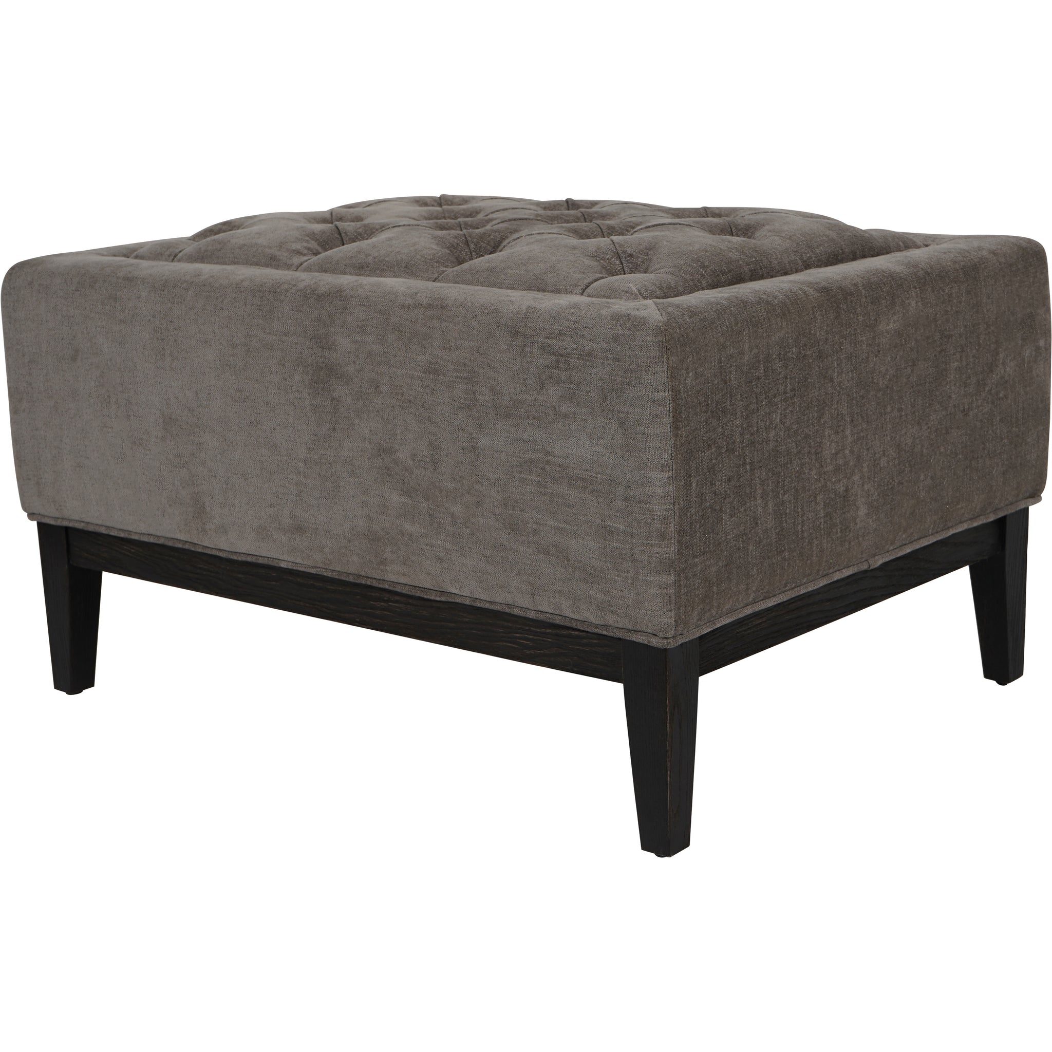 Theo Buttoned Stool in Warm Grey Fabric 81x61cm