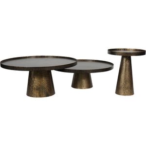 Sanderson Set of 2 Iron Coffee Tables in Rustic Antique Gold