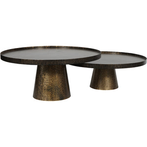 Sanderson Set of 2 Iron Coffee Tables in Rustic Antique Gold