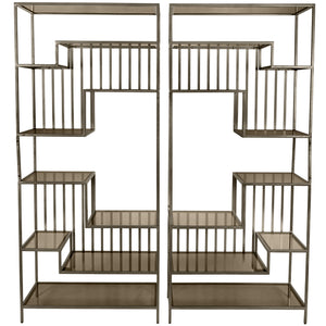 Weston Set of 2 Shelving Units in Dark Gold with Brown Tinted Glass