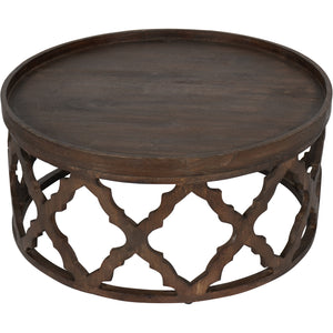 Newton Solid Carved Wooden Coffee Table in Dark Brown