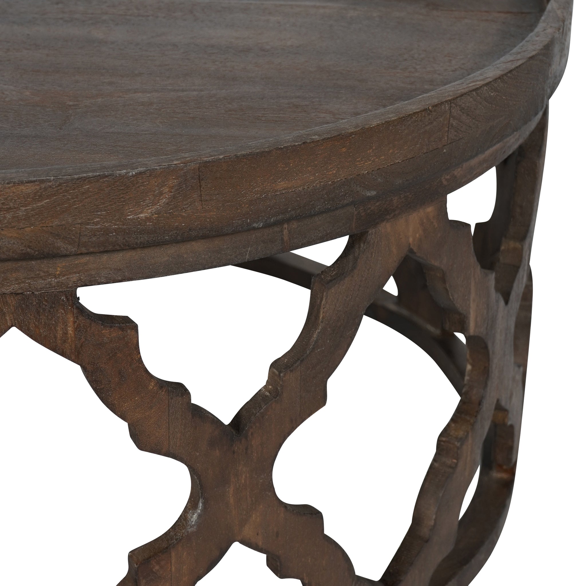 Newton Solid Carved Wooden Coffee Table in Dark Brown