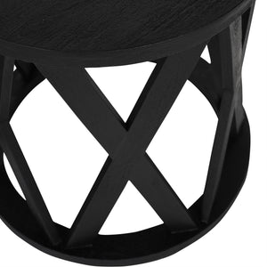 Cala Solid Wooden Set of 2 Nesting Side Tables in Black
