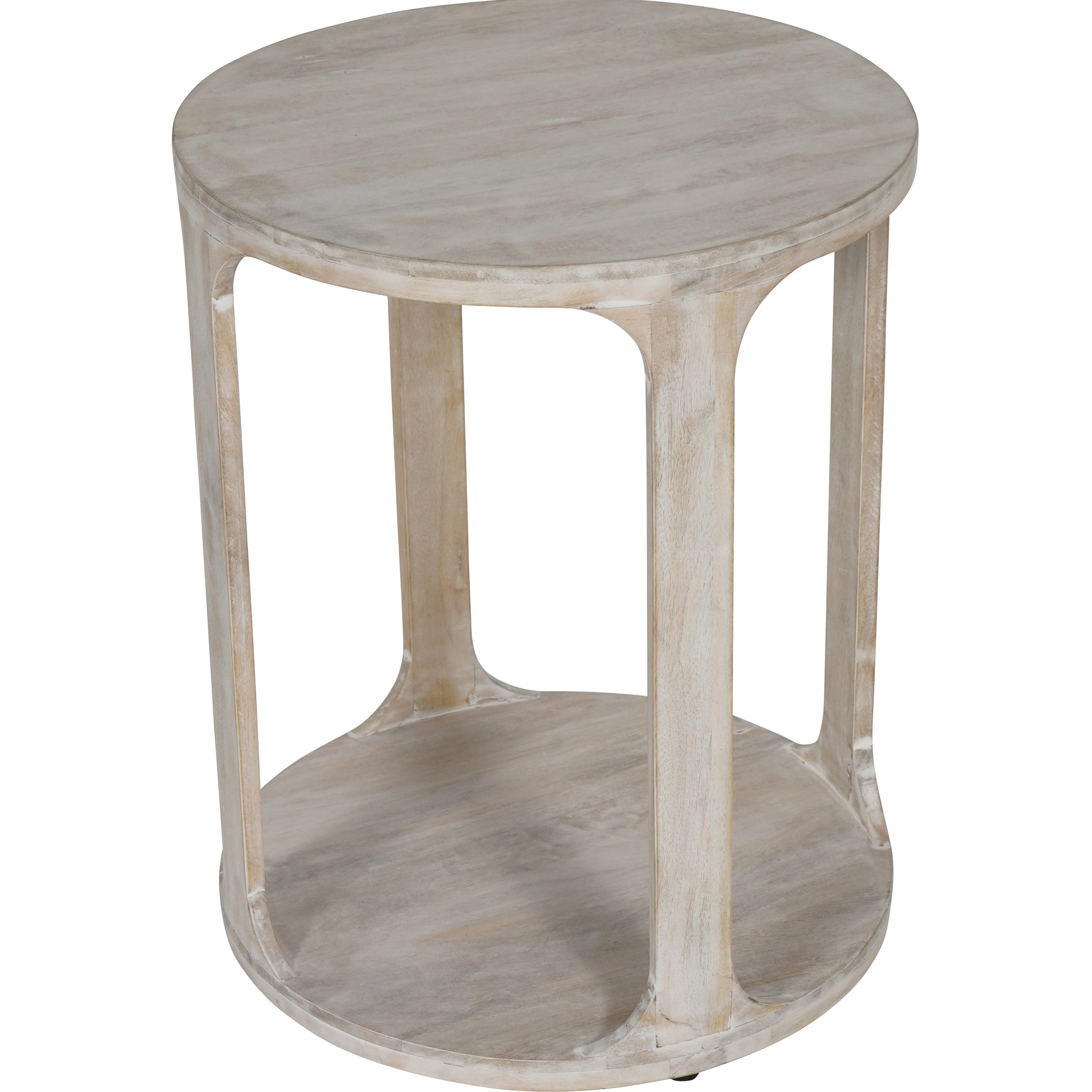 Bamburgh Solid Carved Wooden Side Table in Whitewash Finish