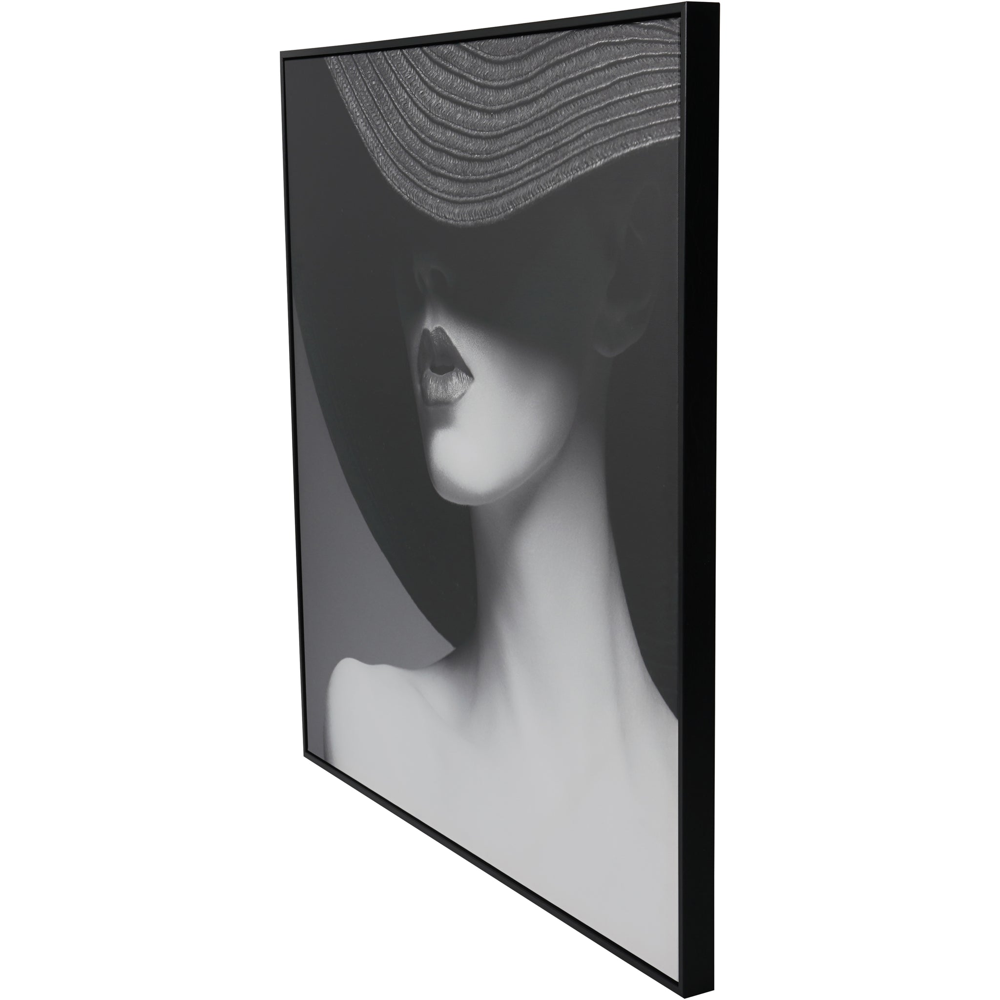 Woman in Hat Framed Canvas 100x100cm