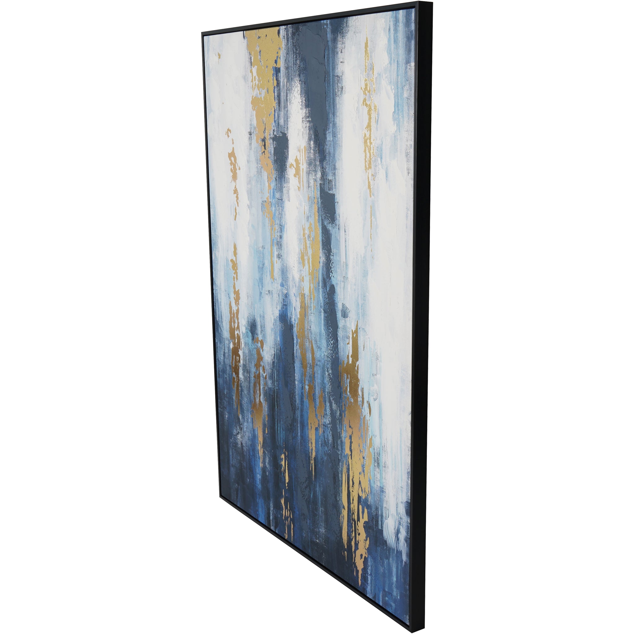 Urbano Blue Distressed Foiled Framed Canvas 140x100cm