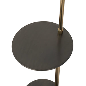 Adelle Brushed Floor Lamp in Satin Grey and Brass with Table