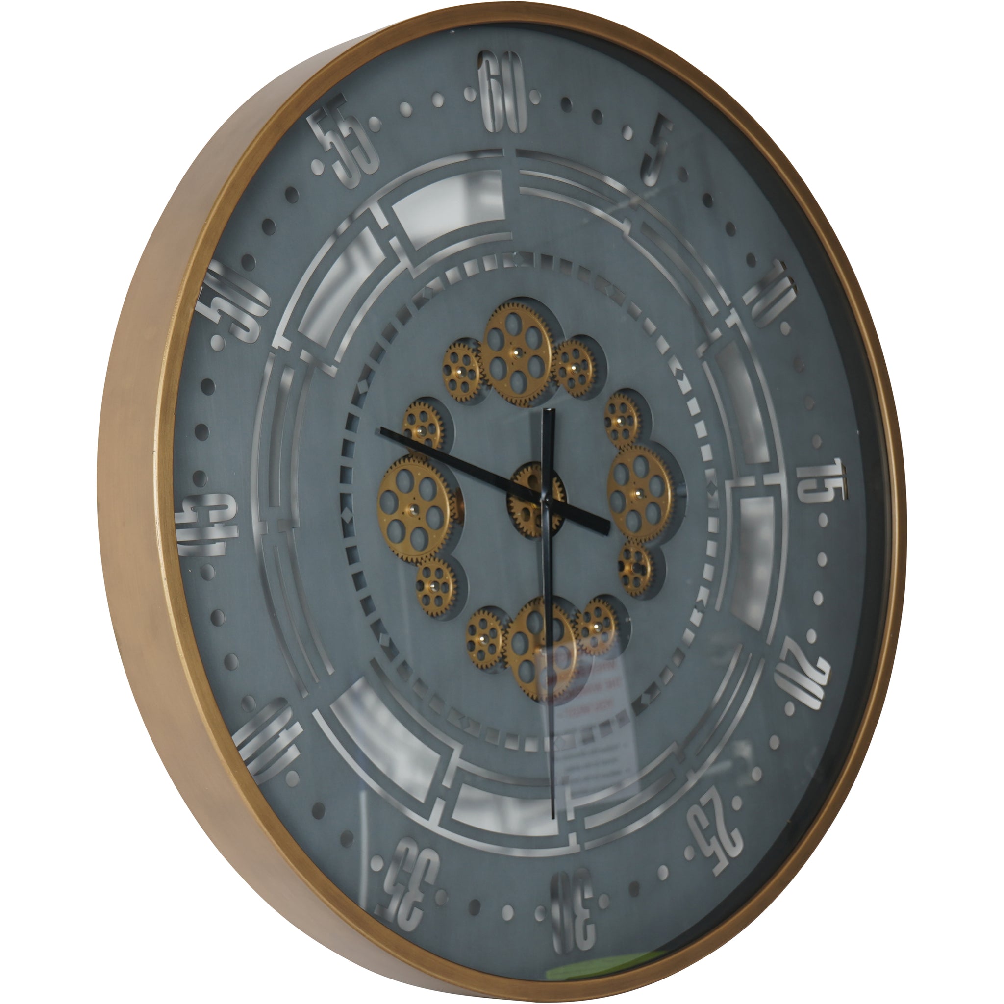 Industrial Round Gold and Grey Wall Clock 75cm