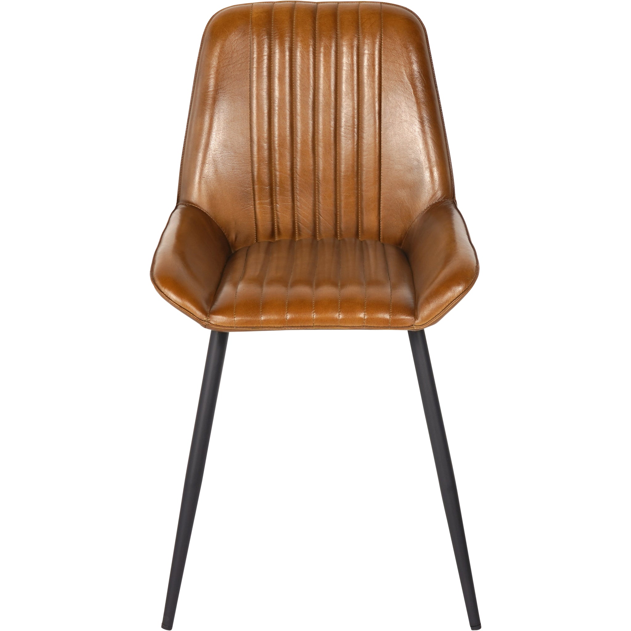 Set of 2 Boston Leather Dining Chairs in Cognac