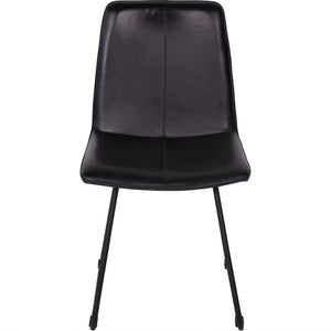 Set of 2 Baskin Leather Dining Chairs in Charcoal