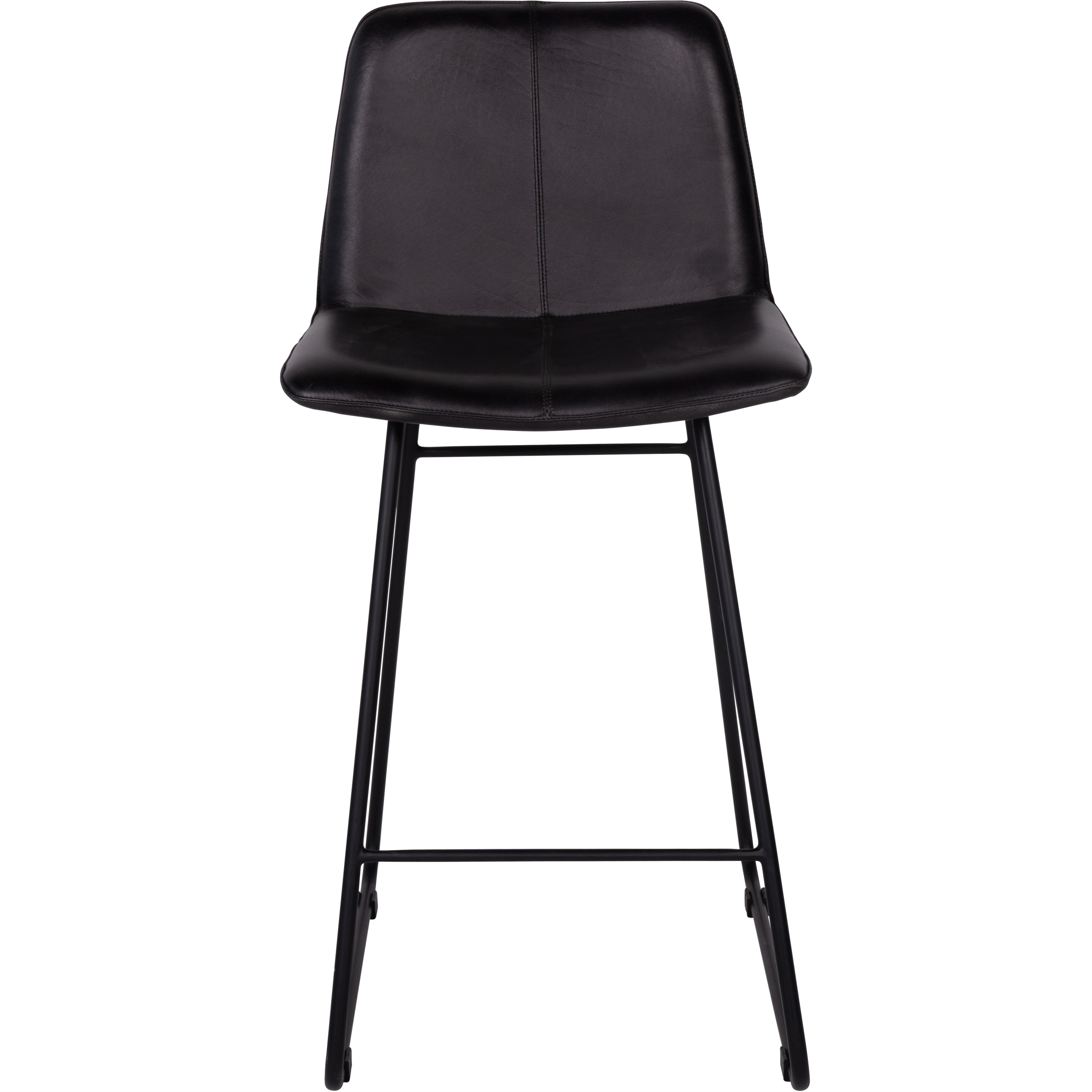 Set of 2 Baskin Leather Bar Stools in Charcoal