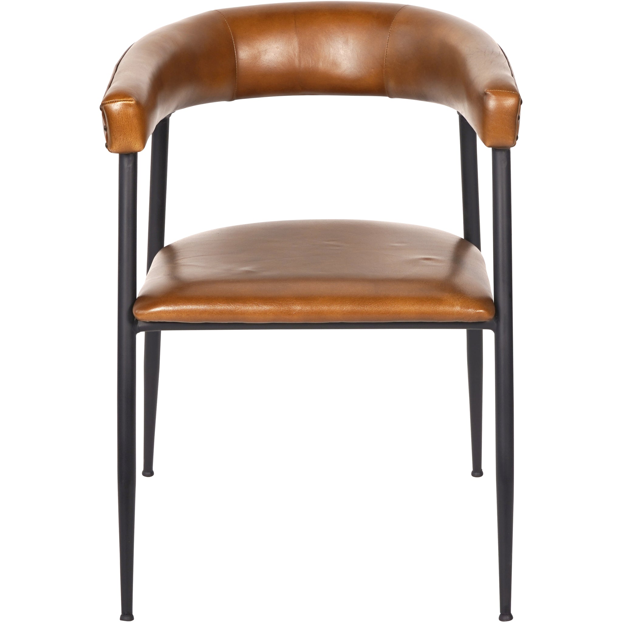 Set of 2 Cameron Leather Dining Chairs in Cognac