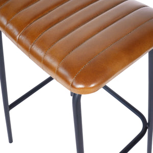 Set of 2 Remi Leather Bar Stools in Cognac