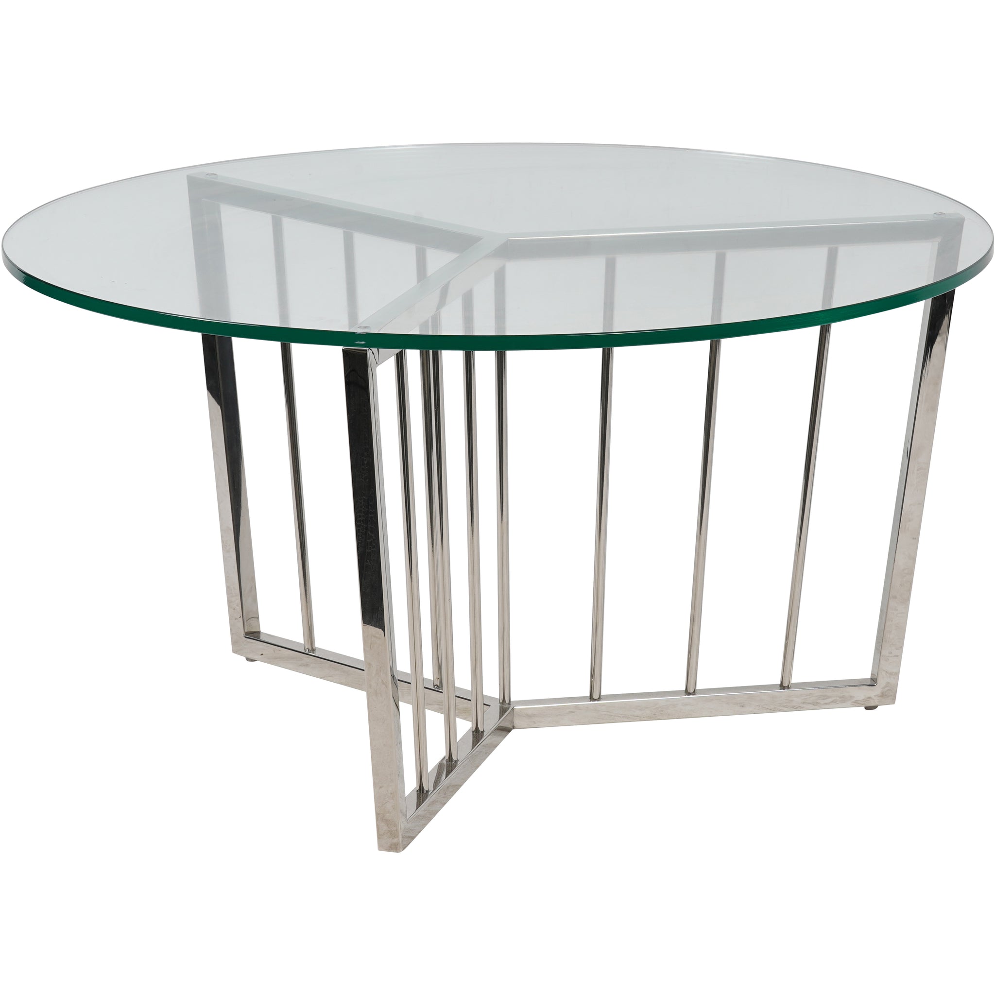 Alberta Stainless Steel Frame and Clear Glass Round Coffee Table 80cm