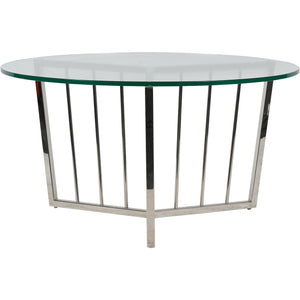 Alberta Stainless Steel Frame and Clear Glass Round Coffee Table 80cm