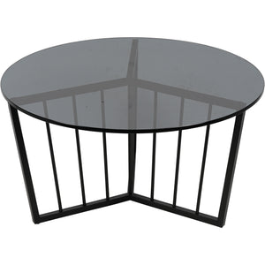 Alberta Black Frame and Tinted Glass Round Coffee Table 80cm