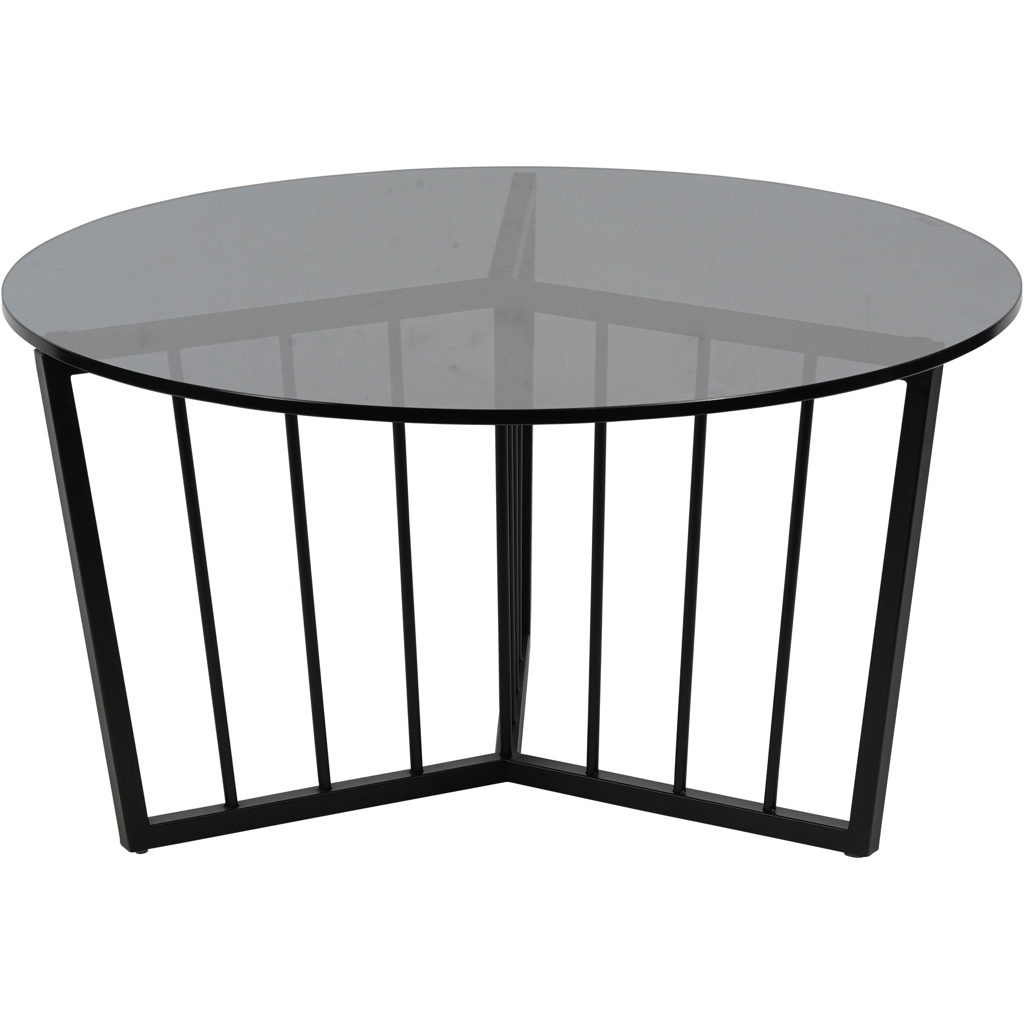 Alberta Black Frame and Tinted Glass Round Coffee Table 80cm