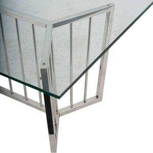 Alberta Stainless Steel Frame and Clear Glass Rectangular Coffee Table 110x60cm