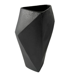 Faceted Charcoal Black Vase 45cm