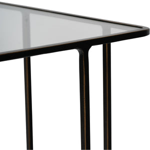Heuberg Set of 2 Glass and Metal Side Tables Dark Bronze