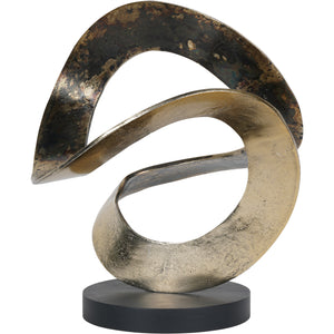 Ribbon Knotted Sculpture on Black Wooden Base