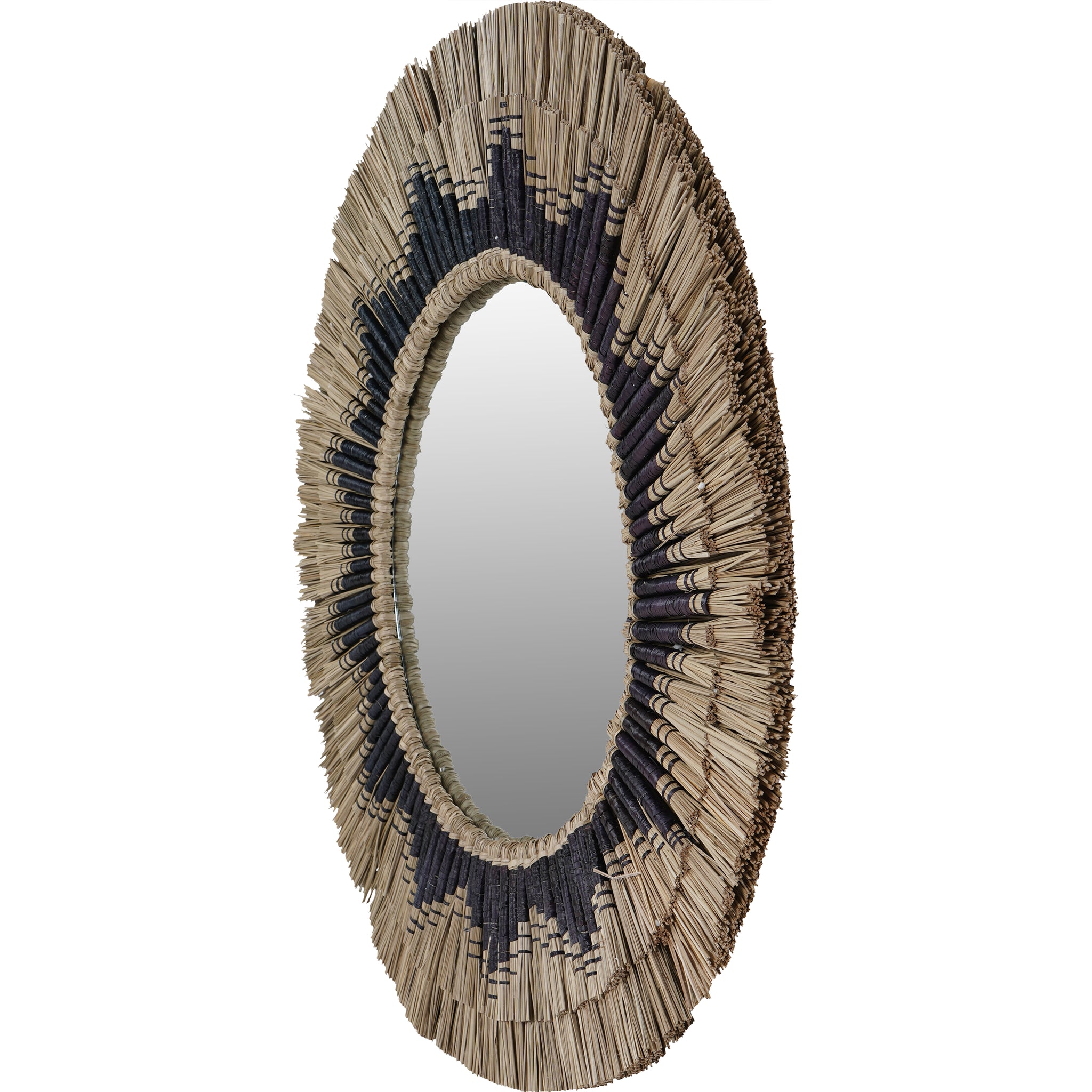 Halong Round Seagrass Mirror