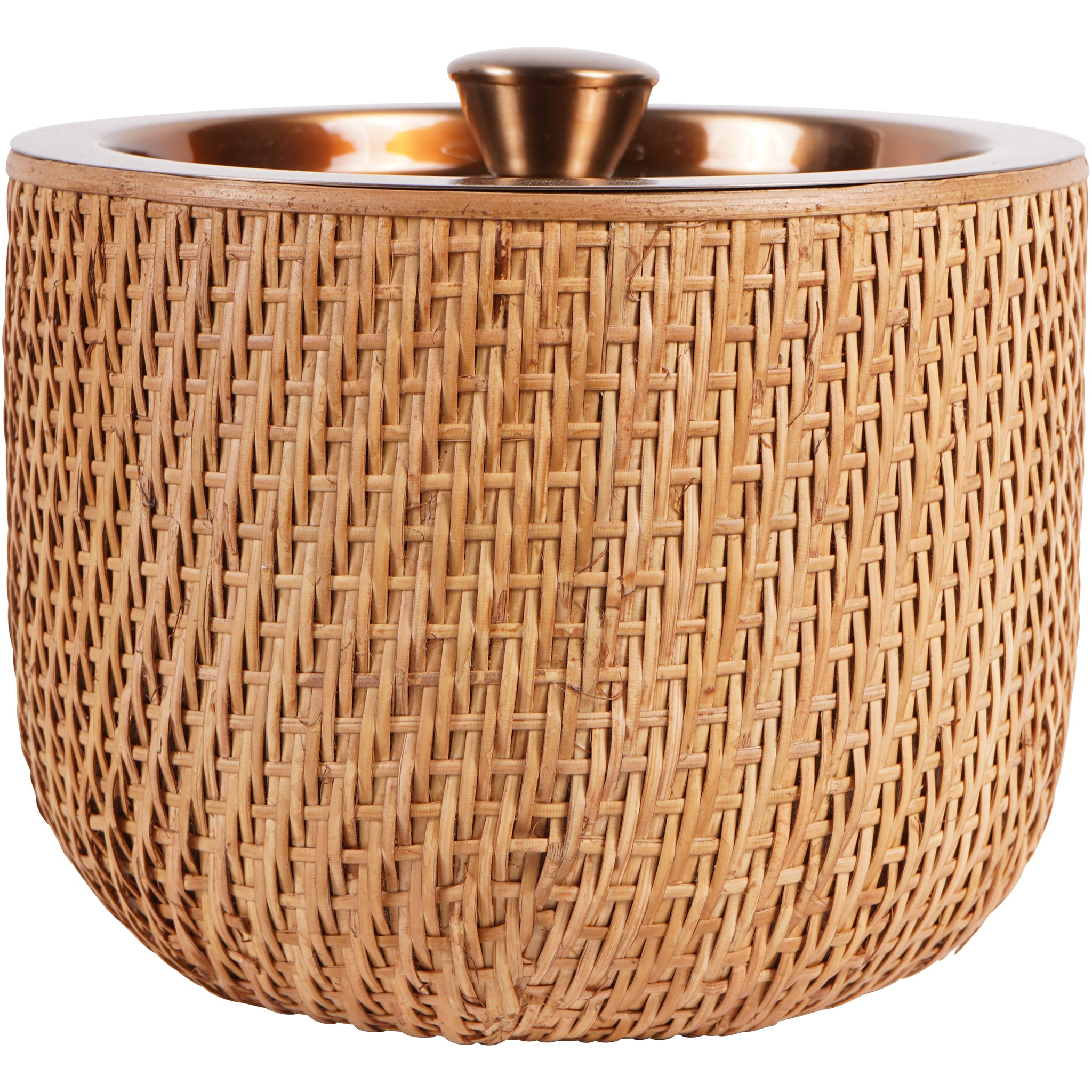 Rattan Antique Gold Ice Bucket with Lid