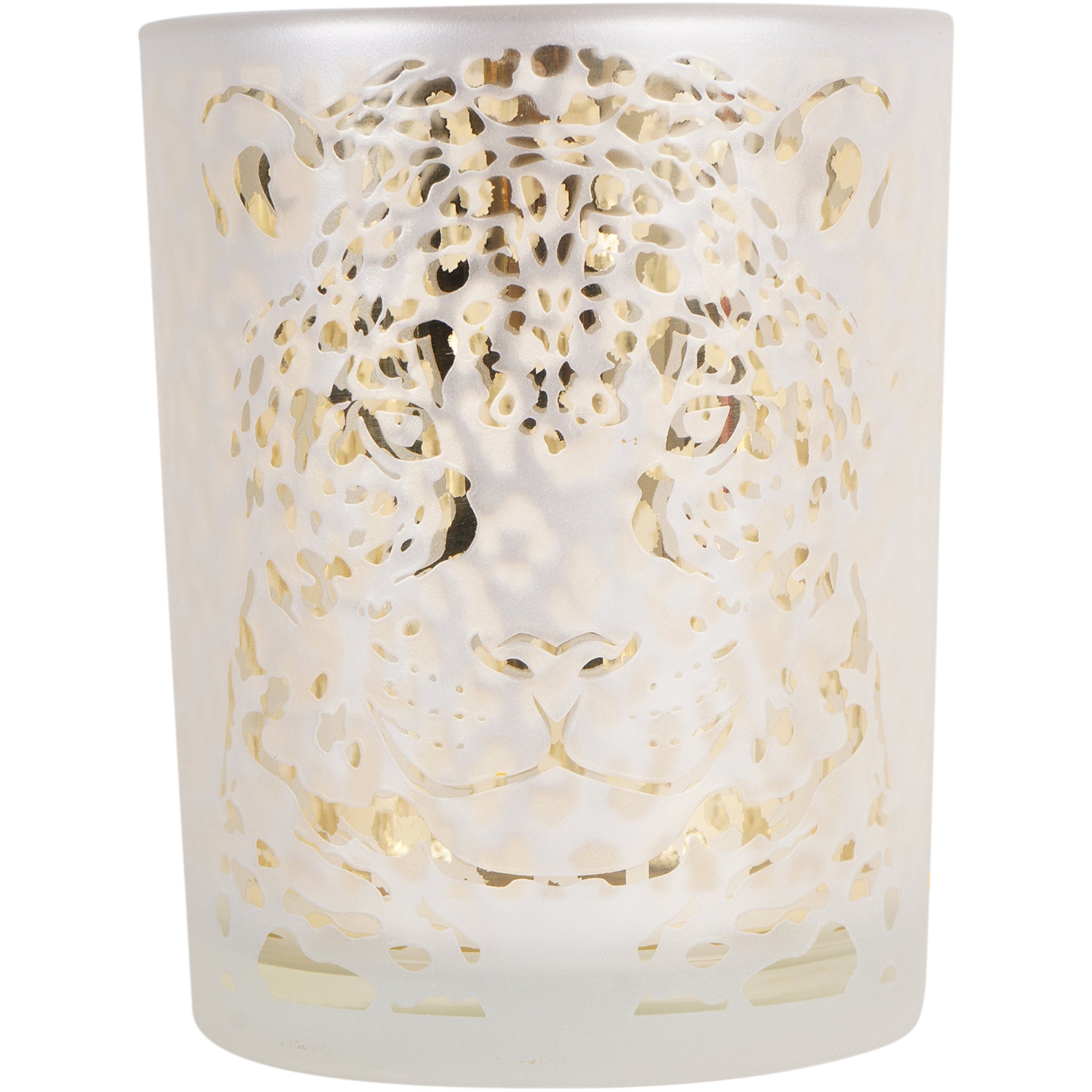 Leopard Head Glass Candle Holder Small